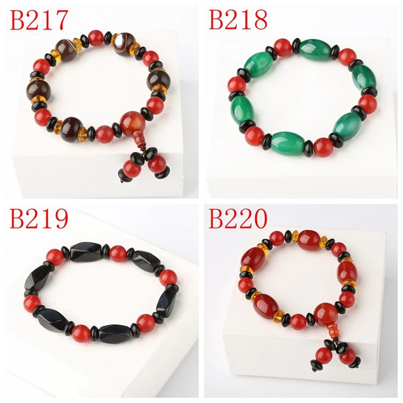 Женский браслет с бусинами из натурального камня унисекс эластичной веревки