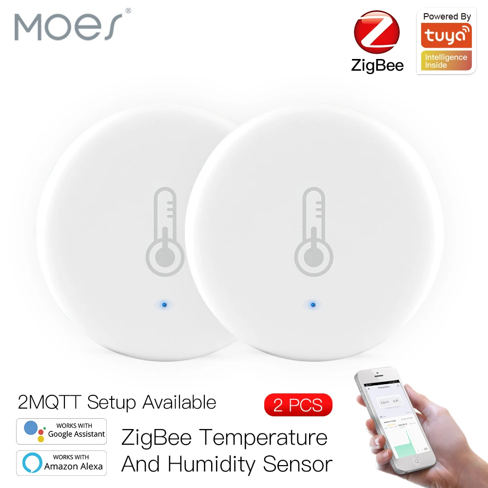 Датчик температуры и влажности Moes Tuya Smart ZigBee сенсорный прибор с питанием от