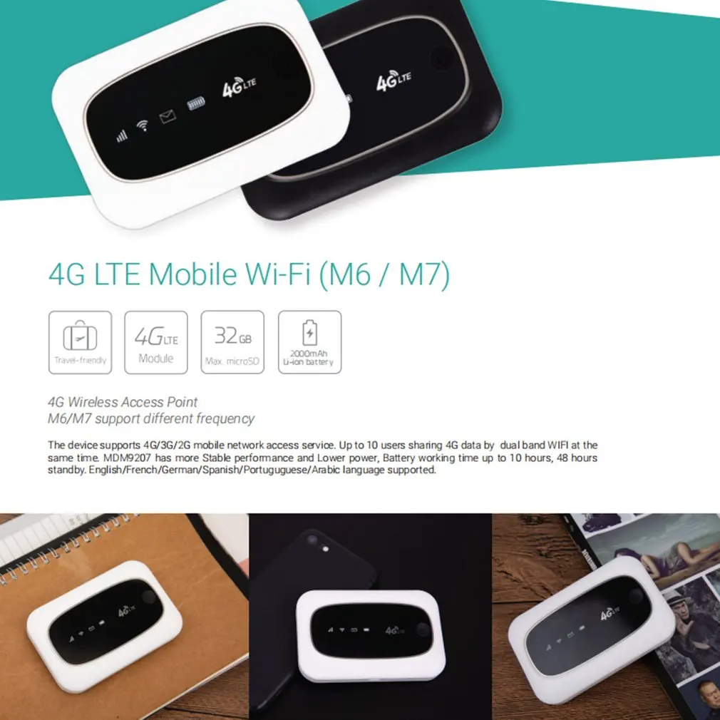 

M6/M7 WiFi Router 4G LTE CAT4 150M Unlocked Mobile MiFis Portable Hotspot Wireless Wifi Router with SIM Card Slot