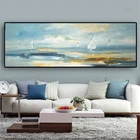 Картина на холсте с абстрактным изображением лодки, пейзажа, Настенная картина для гостиной, декор для спальни