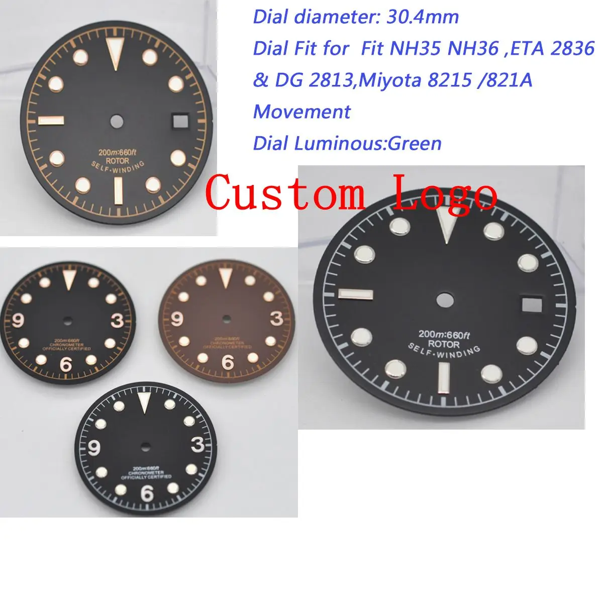 

Wholesale Customize Logo Watch dial Lume for 6497/6498 ETA 2824 2836 NH35 Miyota82 series Seagull 1612 Automatic watch Movement
