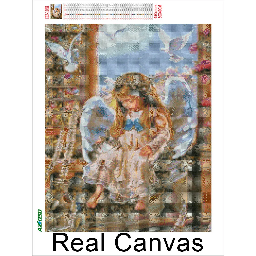 AZQSD Diamond Painting Angle Cross Stitch Rhinestones Embroidery Religious Full Drill Square Handicrafts Gift 5d Diy Home Decor | Дом и сад