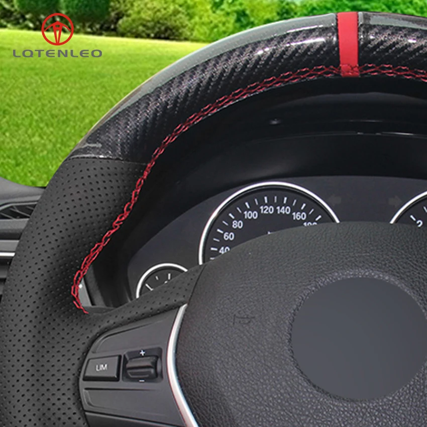 

LQTENLEO Carbon Fiber Leather Car Steering Wheel Cover for BMW F20 F21 F22 F23 118i 120i 125i 120d 218i 228i 420i 430i 435i 428i
