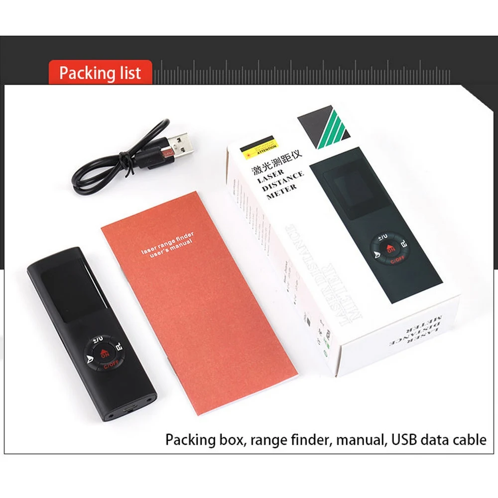 Цифровой лазерный дальномер JQ40 40 м IP54 цифровой с USB-кабелем ремешком на запястье 6