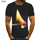Мужская футболка KYKU, с цветным принтом пламени, летняя повседневная футболка с 3d принтом, с коротким рукавом, в стиле Харадзюку