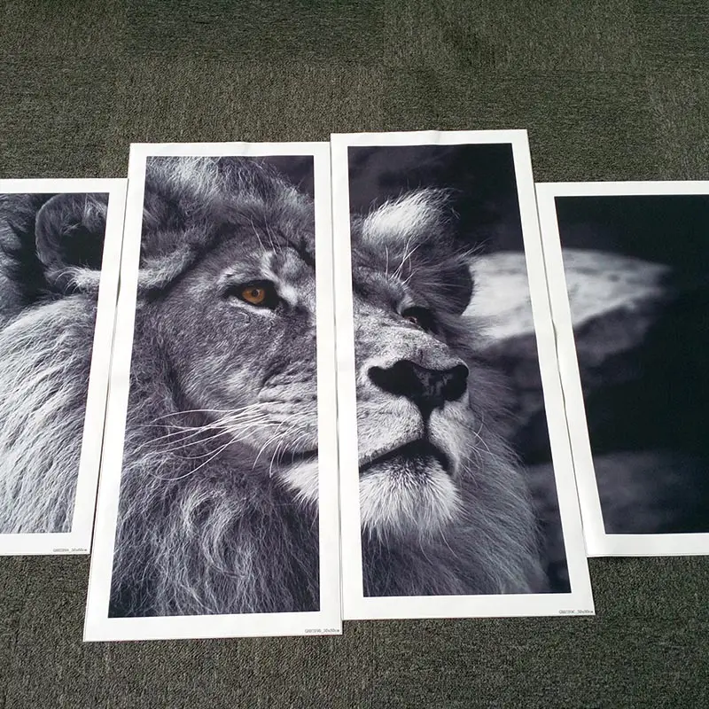 Современный постер Conisi с изображением животных 4 панели печать головы льва на