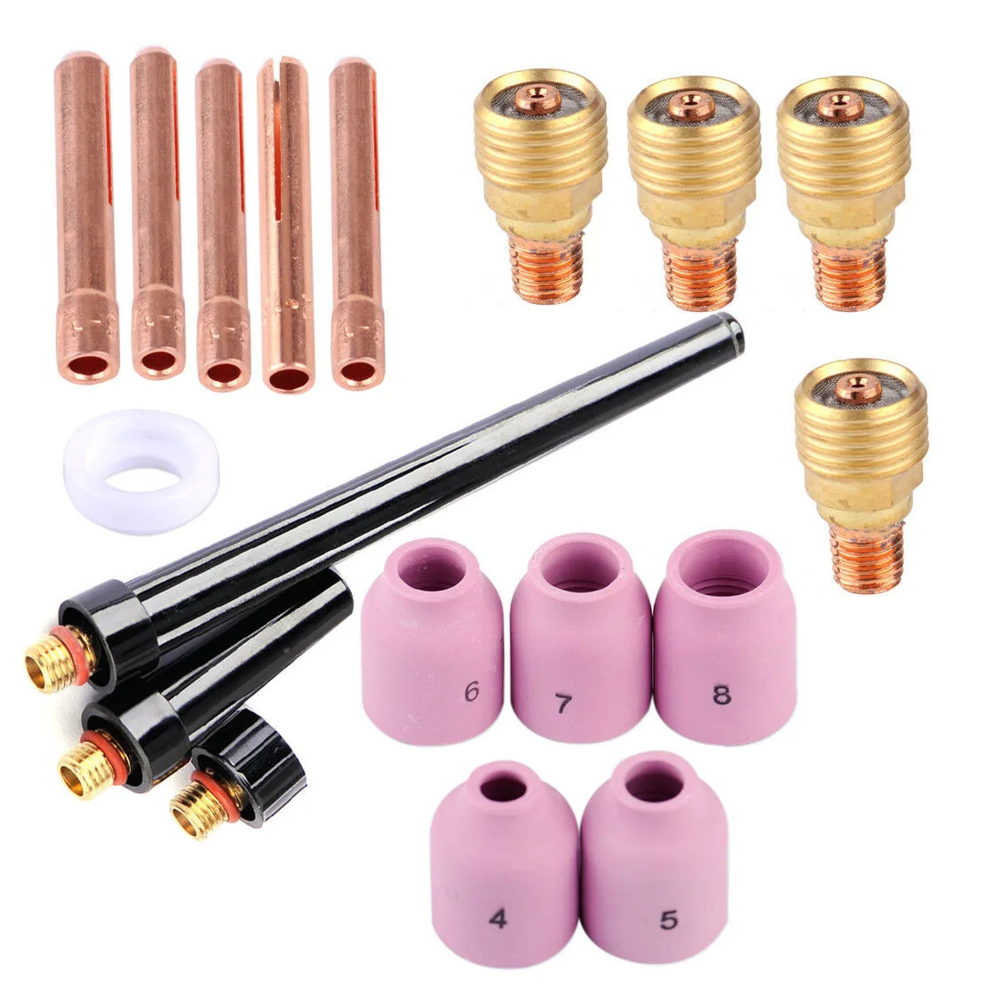 

18pcs/Set Gas Lens Accessory Torch Body Collet Cup Consumables For WP-9 20 25