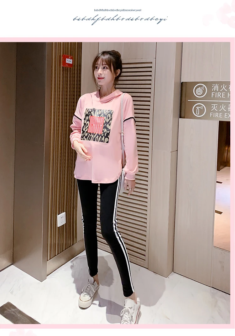 Spring Maternity Top Leggings Suits Long Sleeved Sweatshirt Sets Clothes for Pregnant Women Sports Hoodie Autumn Clothing C880