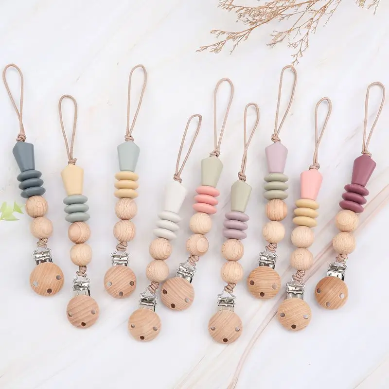 

Handmade Silicone Pacifier Chains Safe Teething Chain Baby Teether Eco-friendly Pacifier Clips Holder Chain