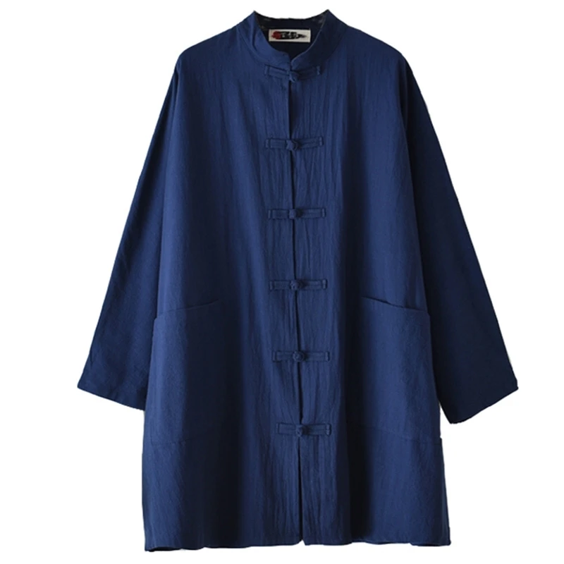 

Buddha Clothes Women's Large Size Zen Chinese Women's Clothes Chinese Style Fat Mm200 Jin Retro Mid-Length Chinese Knot Button