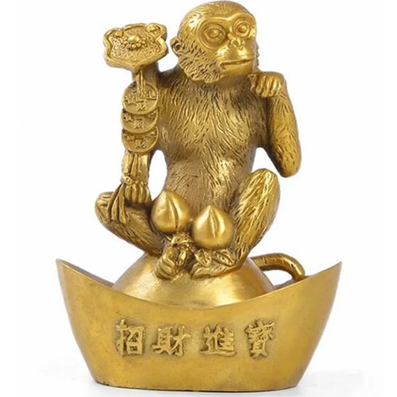 Китайская статуя Зодиак из латуни обезьянка богатство ремесла | Дом и сад