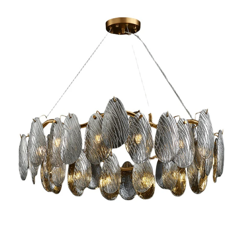 

G9 Modern Round Black Transparent Glass Pendant Golden Hanging Chandelier Suspension Line Special Light Fixture Lamp Foyer