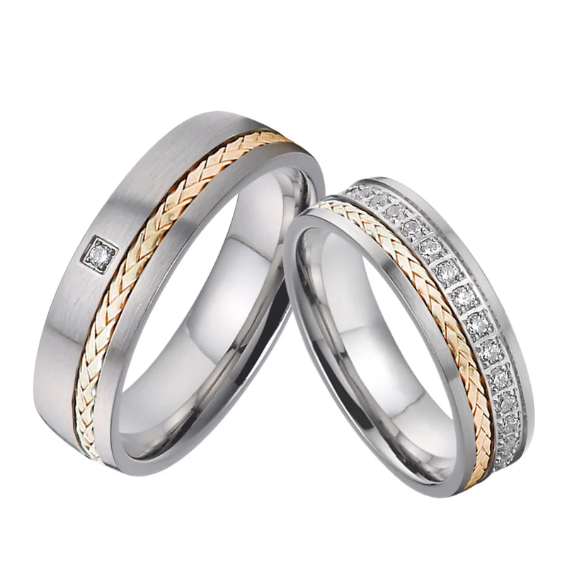 Обручальные кольца для мужчин и женщин подарочные обручальные со стразами из