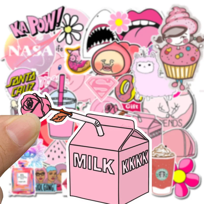50 девочек Kawaii розовый Vsco девушка забавные водостойкие наклейки из ПВХ игрушка
