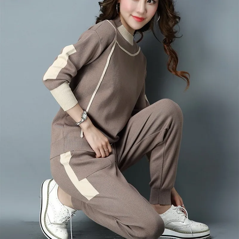 Женский трикотажный комплект из 2 предметов повседневный свитеров пуловера и