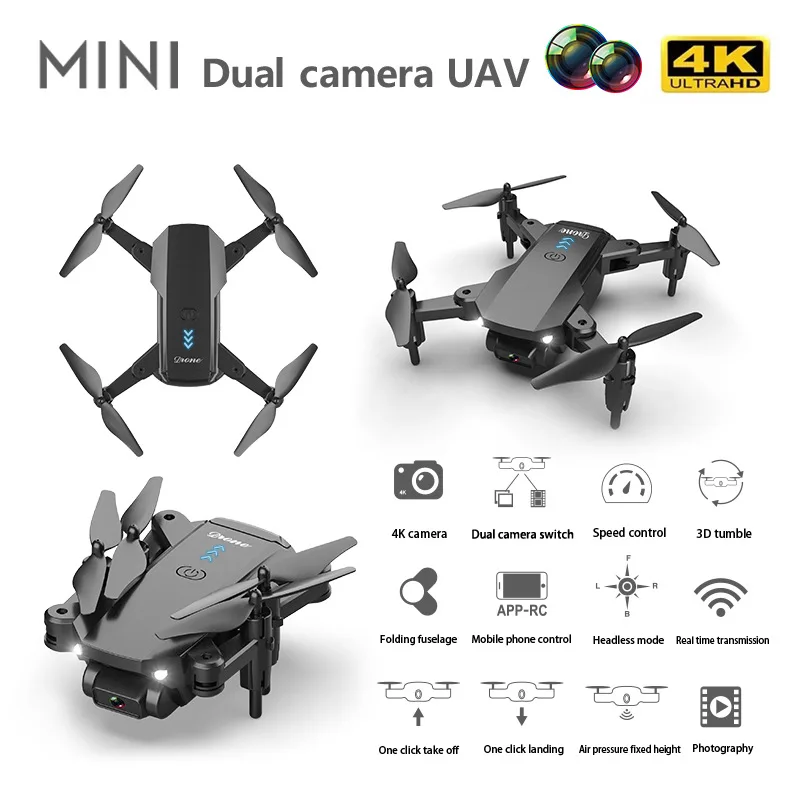 Фото 4K двойной переключатель камеры RC Дрон Воздушное давление Удержание высоты Управление жестами APP-RC WiFi Передача в реальном времени Складной квадрокоптер №1