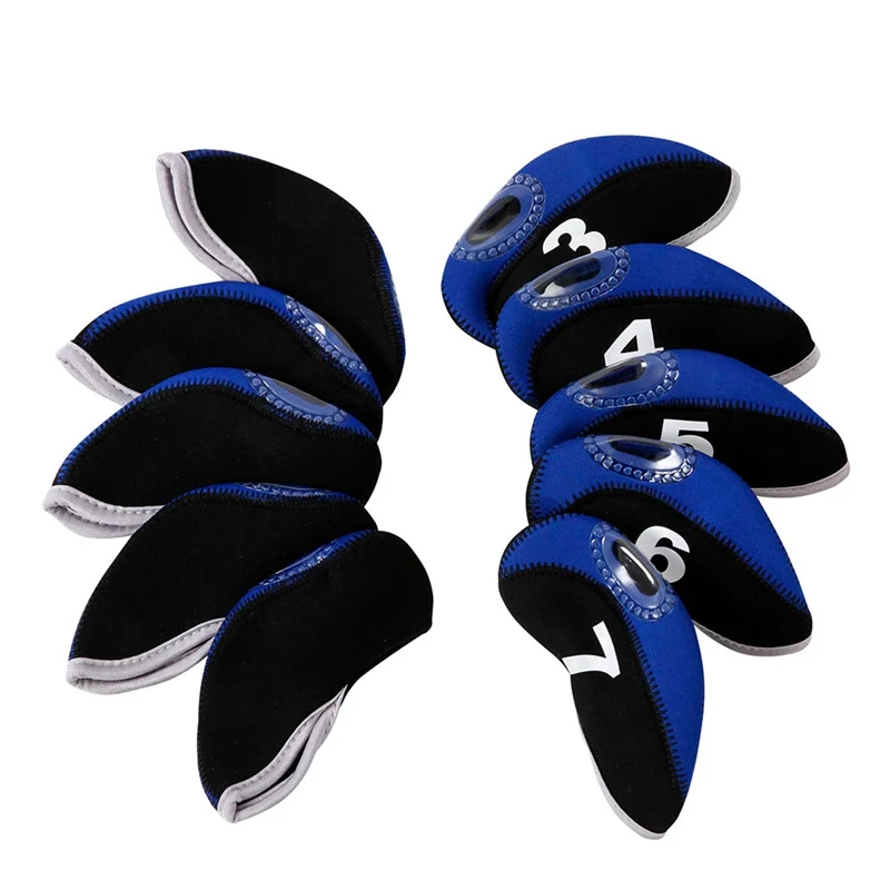

10 PCS Golf Club Head Cover Iron Putter Headcover Protect Set Number Printed with Zipper Golf Club Accessories