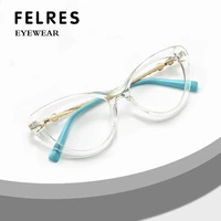 felres classic tr90 frame women translucent optical glasses retro anti blue light eyewear ladies cats eye glasses f2073