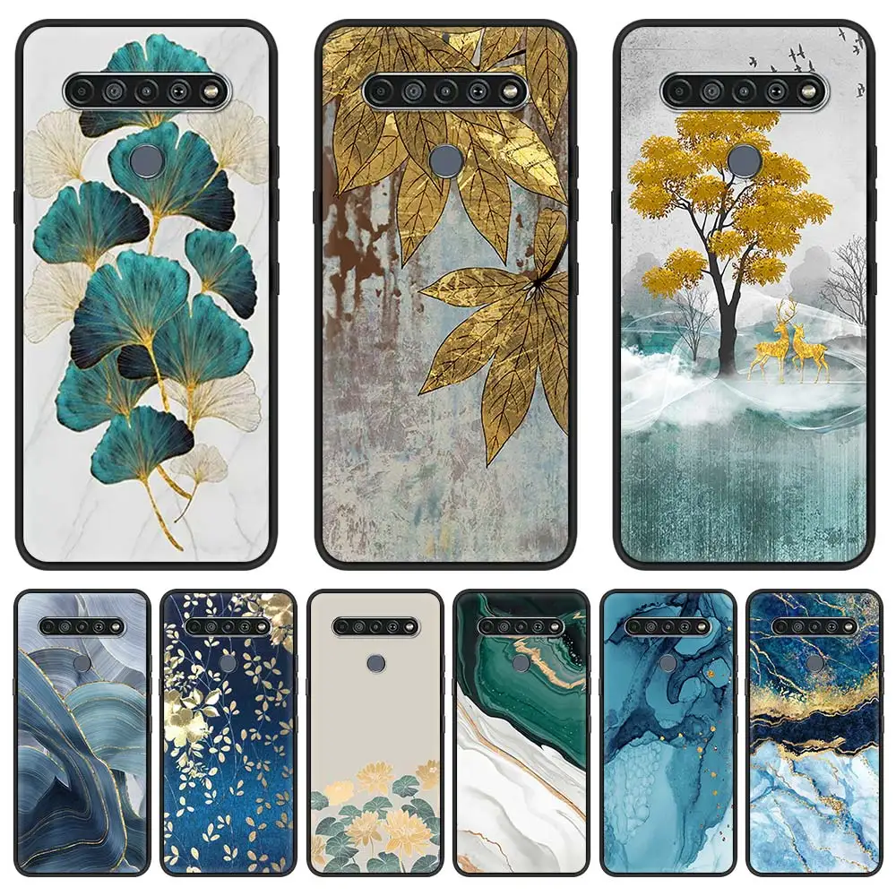 Роскошные золотые Фольга арт силиконовый чехол для телефона LG K40 K40s K41s K42 K50 K50s K52 K61