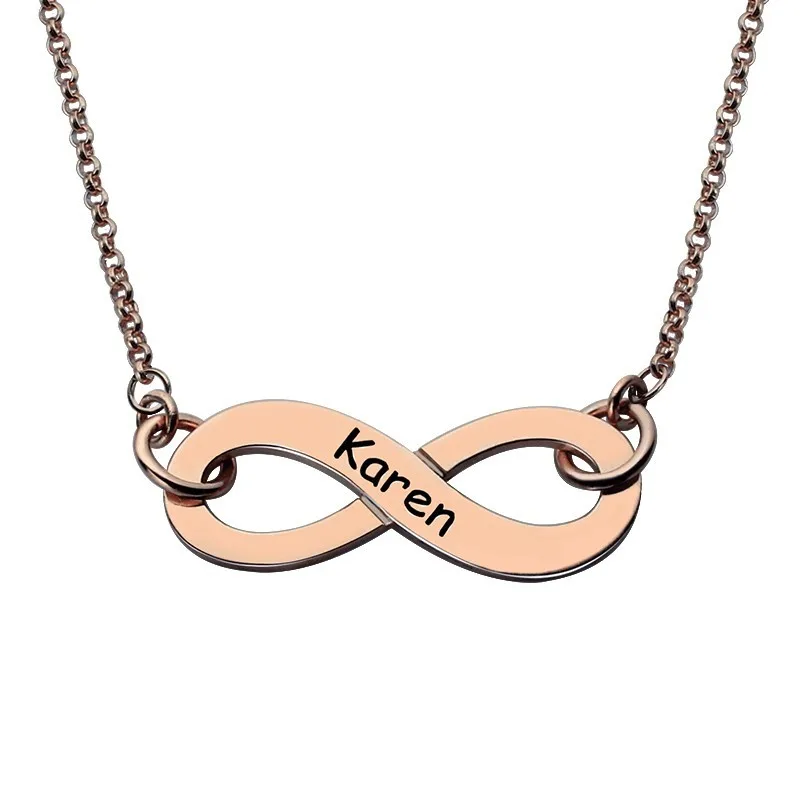 Xiaojing Custom Infinity Pendant Necklaces Engraved Name Chain Necklace Personalized 925 Sterling Silver Jewelry for Mother Gift