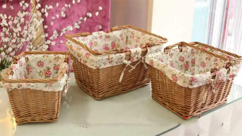 Большая винтажная плетеная корзина для пикника хранения фруктов со складной