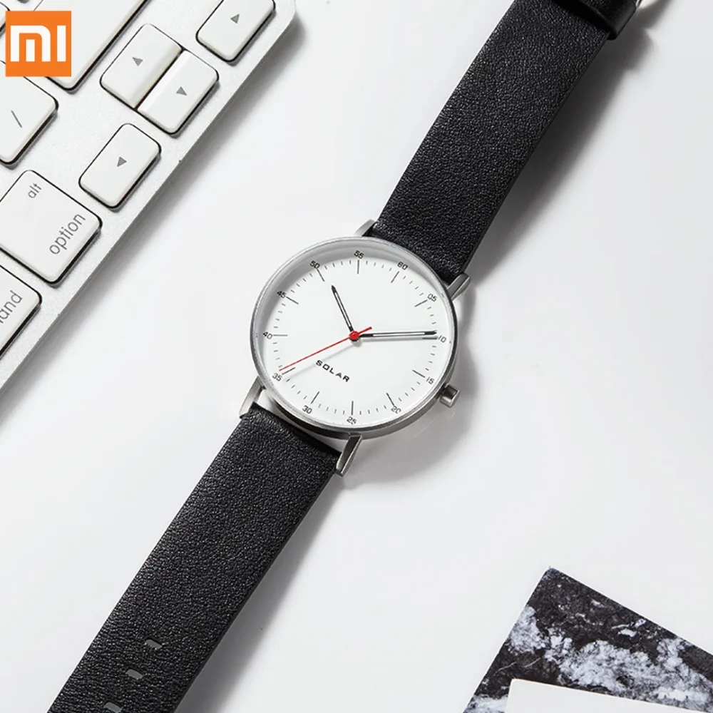 Xiaomi TwentySeventeen ультратонкие часы с экологическим приводом 3ATM водонепроницаемые наручные часы сапфировое стекло кожаный ремешок часы