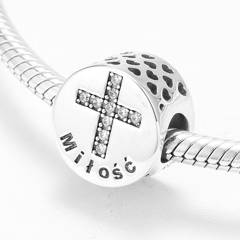 Бусины-кресты из серебра с фианитами для изготовления ювелирных изделий |