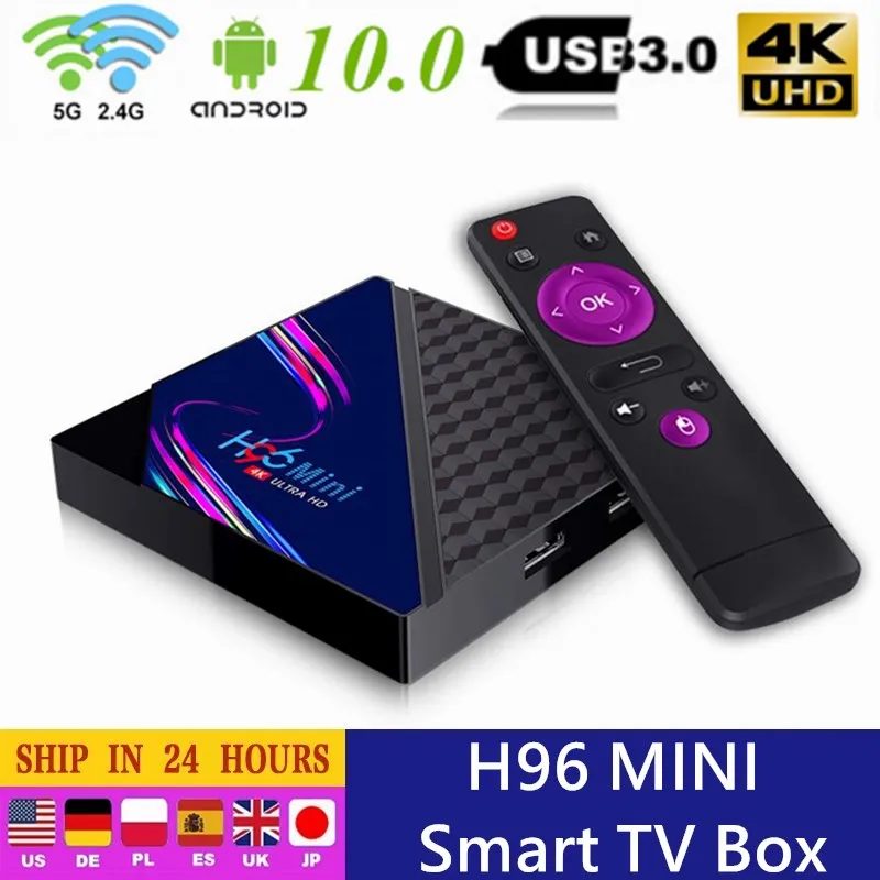 

Приставка Смарт-ТВ H96 Mini V8, Android 10,0, RK3328A, 4K, 3D медиаплеер, 2160P, 1080P, до 60 кадров в секунду, видеодекодер H96mini, ТВ-приставка