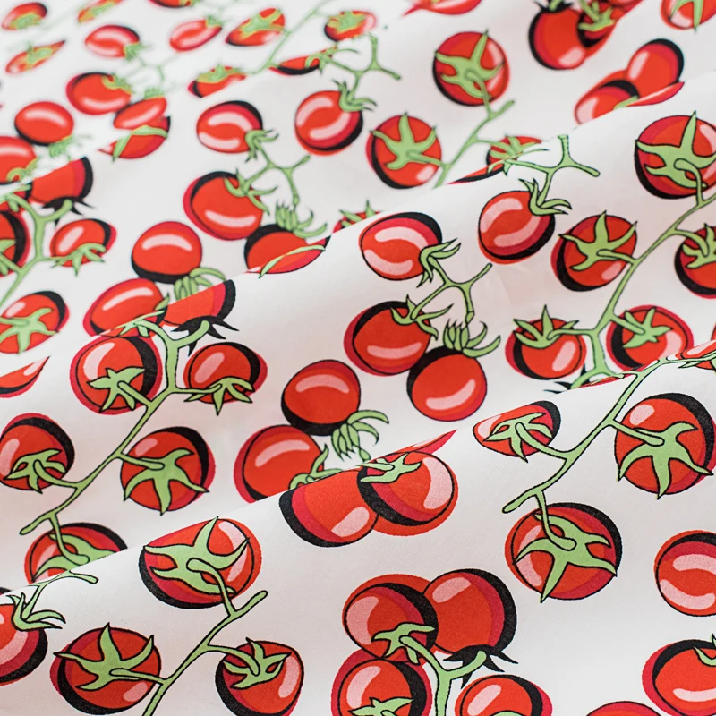 

Small Tomato Pure Cotton Cherry Tomatoes Fabric For Dress Tissus Au MÈTre Telas Por Metro Tissu Vestidos Sewing Tela Tulle Ткань