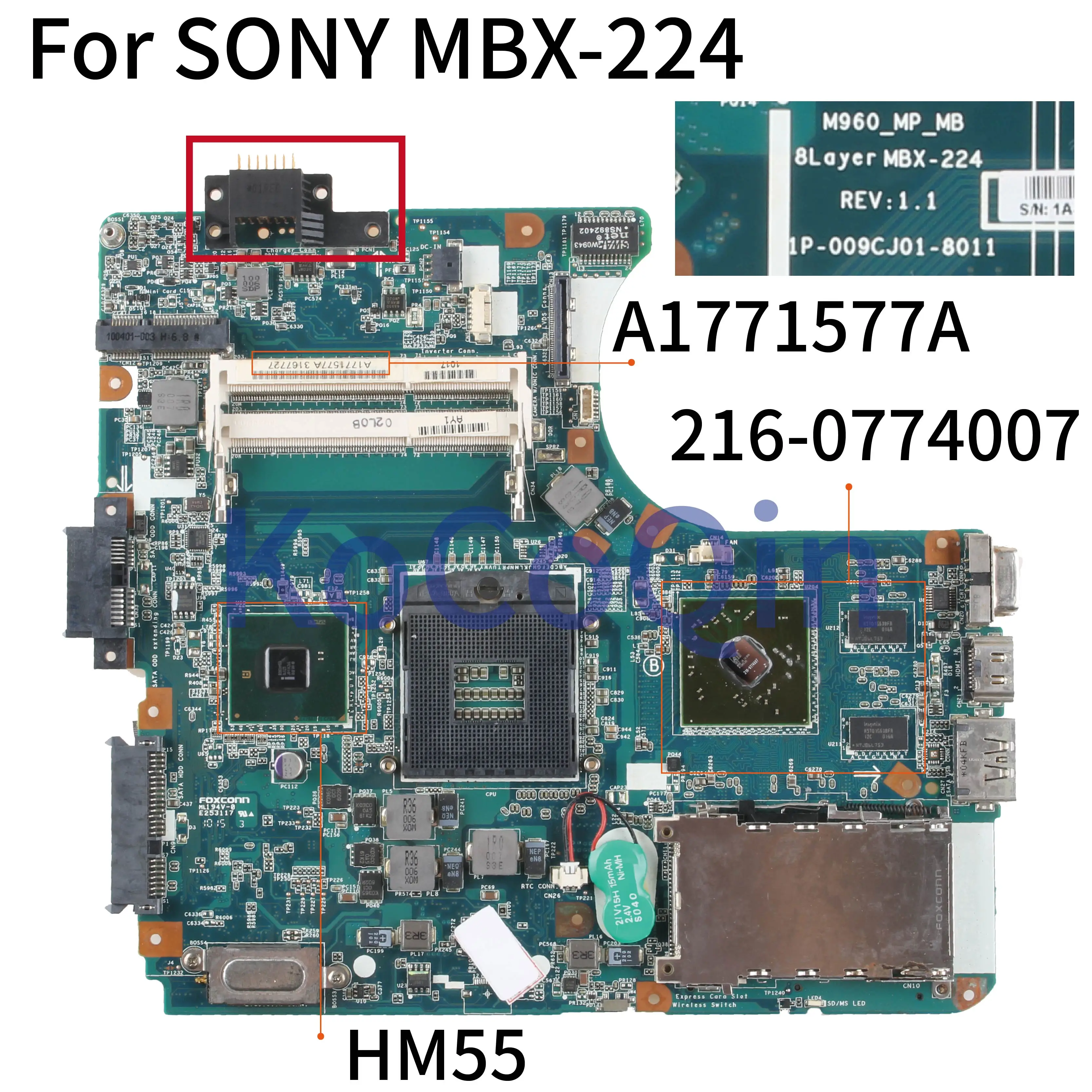 Материнская плата для ноутбука SONY VPCEB1 VPCEB2 MBX-224 M960 1P-009CJ01-8011 A1771577A HM55 материнская |