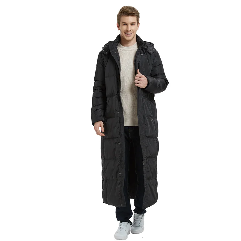 2020 Winter Men's Long Coat Fashion Thick Warm Slim Casual Hooded Jackets Long Sleeve High Quality Cotton Jacket Black Plus Size