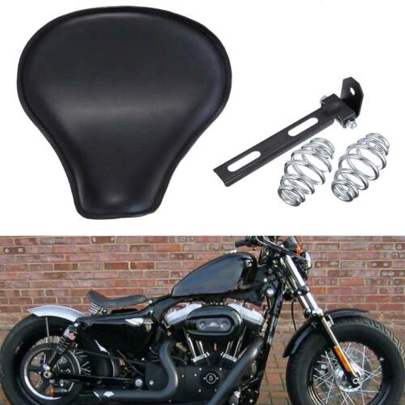 

Honhill Motorcycle Vintage Leather Seat With 3"Spring Bracket Seat For Harley Honda Yamaha Kawasaki Suzuki Sports Bobber Chopper