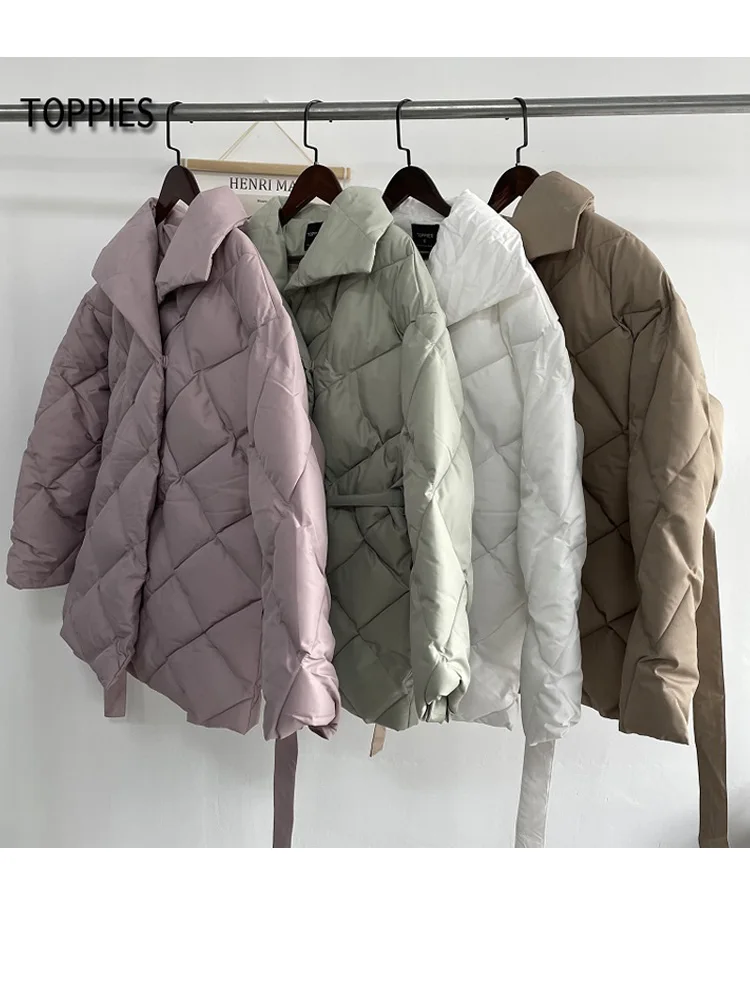 Пальто Toppies женское на осень-зиму пуховая куртка корейские женские парки с поясом