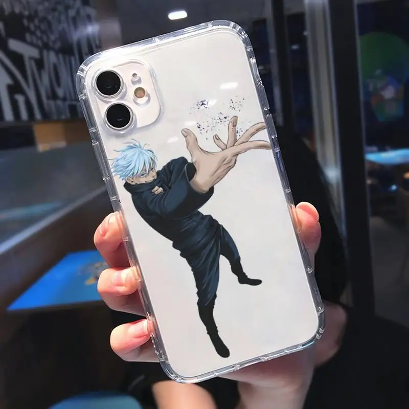 

Jujutsu Kaisen Anime Gojo Satoru Phone Case Transparent for iPhone 11 12 mini pro XS MAX 8 7 6 6S Plus X 5S SE 2020 XR