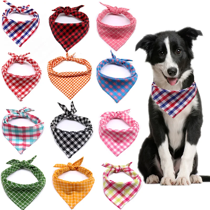 

Dog Scarf Plaid Style Puppy Cat Dog Bandana Bibs Cotton Washable Bandana Dog Accessories for Small Dog Grooming Products