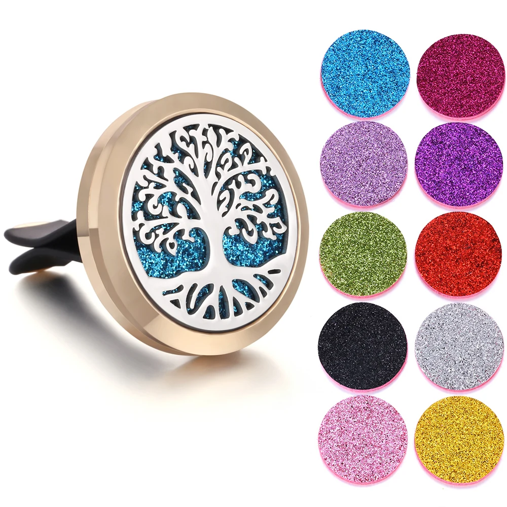 New Aromatherapy Jewelry Car Perfume Diffuser 316L Stainless Steel Aroma Essential Oil Diffuser Car Clip Lockets DropShipping - Окраска металла: 25