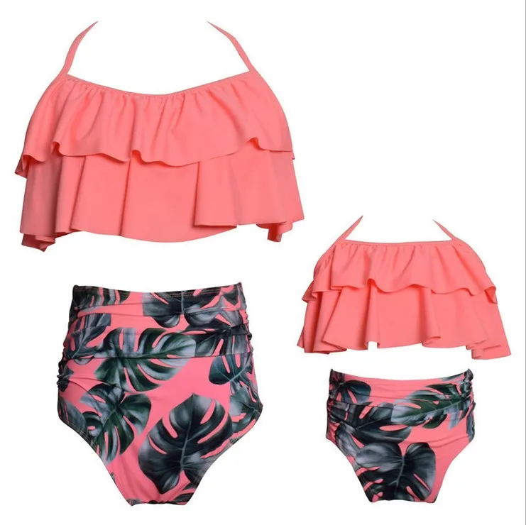 SHUJIN Female Children Baby Matching Family Bathing Suits Mother Girls Bikini Swimsuit For Mommy and Daughter Beach Swimwear | Мать и