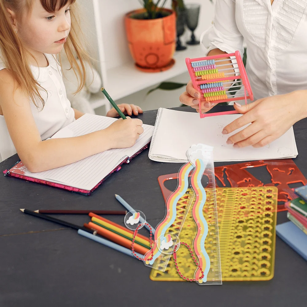 

2pcs Rainbow Drifting Rulers Double Sided Measuring Rulers Drawing Rulers