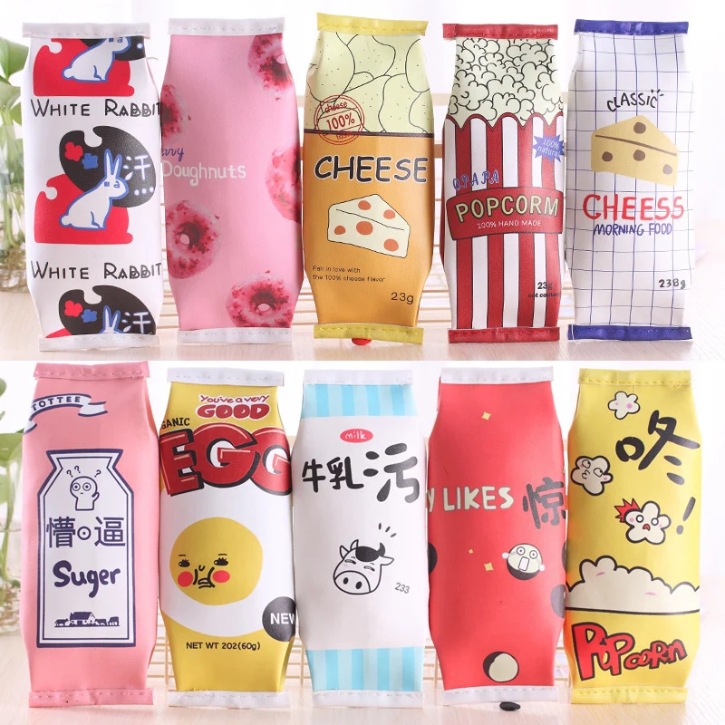 

Kawaii Cartoon Snack Pencil Case Creative Popcorn Fries Pen Bags For Student Gift School Supplies Prizes Promotional Stationery