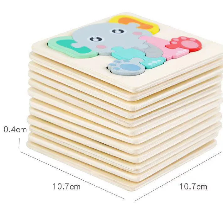 

3d Carton Wooden Educational Toys Children's Animal Matching Puzzle Building Block Busy Board Preschool Educational Kids Toy