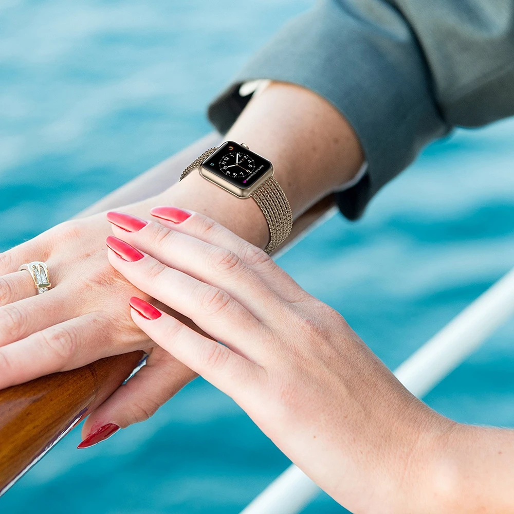 

Wearlizer Sport Strap For Apple Watch 5 Band Stainless Steel Watch Band Replacement Strap for iwatch Band 42mm Series 4 3 2 1