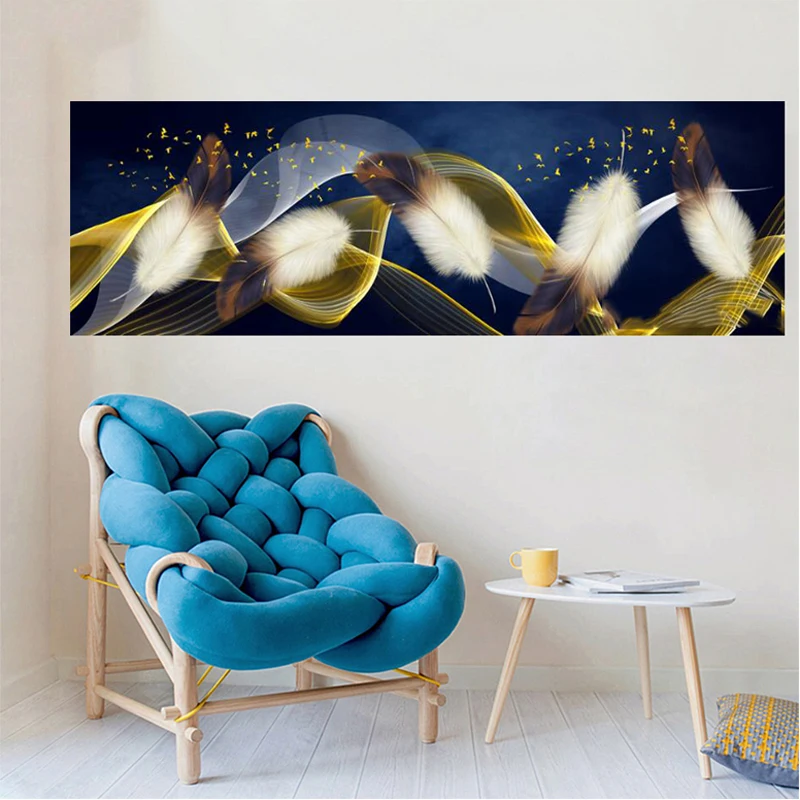 

5d Large Diy diamond painting modern abstract feather full square round drill diamond embroidery kit wedding decorationsZP-602