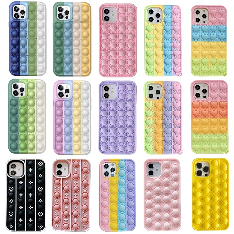 

Fidget Toys Push It Bubble Phone Case for Iphone 11 12 Pro Max SE2 X XR XS Max 6S 7 8 Plus Relive Stress Phone Case