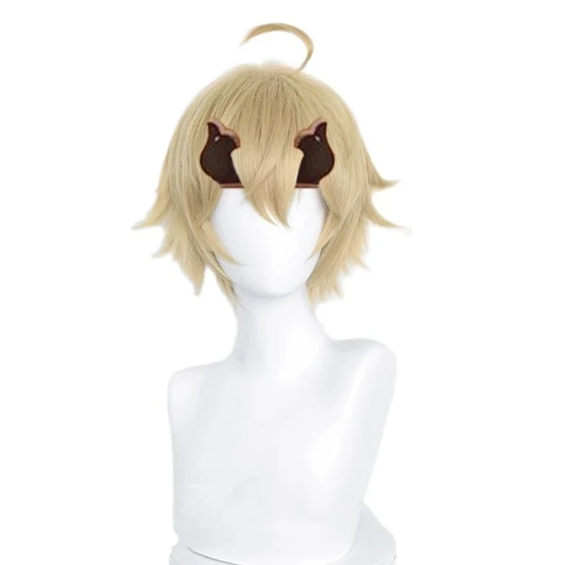 

Tohma Cosplay Wig Game Genshin Impact Tohma Light Brown Ponytail Hair Peluca Anime Halloween Party Carnival Role Play Wigs