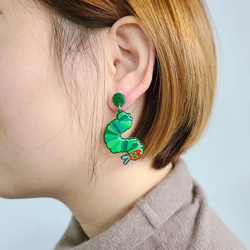

Fashion popular party caterpillar earrings trendy girl earrings acrylic jewelry
