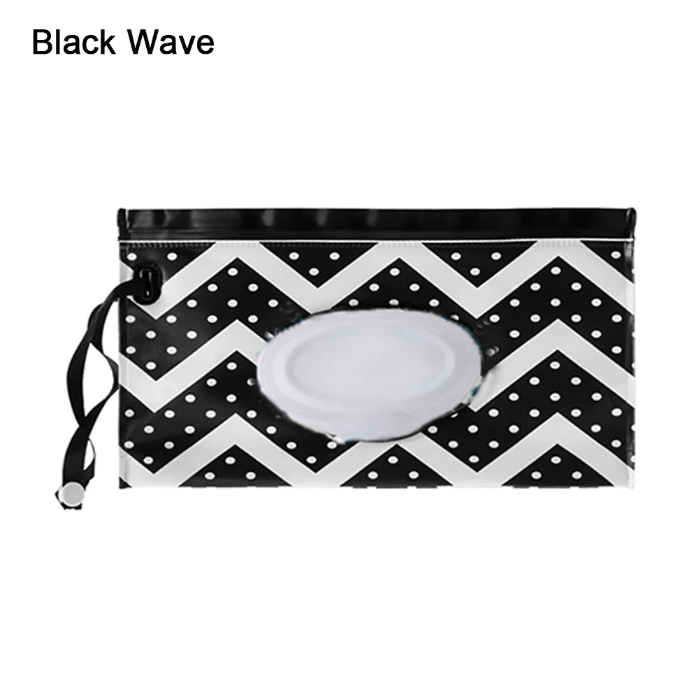 Black Wave Новая модная легкая переноска упаковка для влажных салфеток коробка для хранения носовых платков застежка-молния раскладушка косметичка коробка для детских салфеток принадлежности для чистки - Цвет: Black Wave