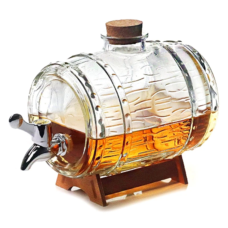 С краном деревянная рама стеклянный резервуар для пива горизонтальная бочка