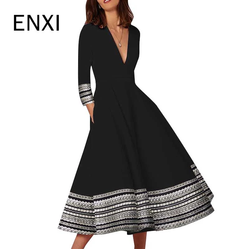 ENXI платья для беременных сексуальное весеннее платье вечернее сарафан Vneck с