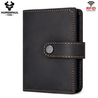 rfid blocking protection men id credit card holder wallet cow leather metal aluminum business bank card case male smart wallet