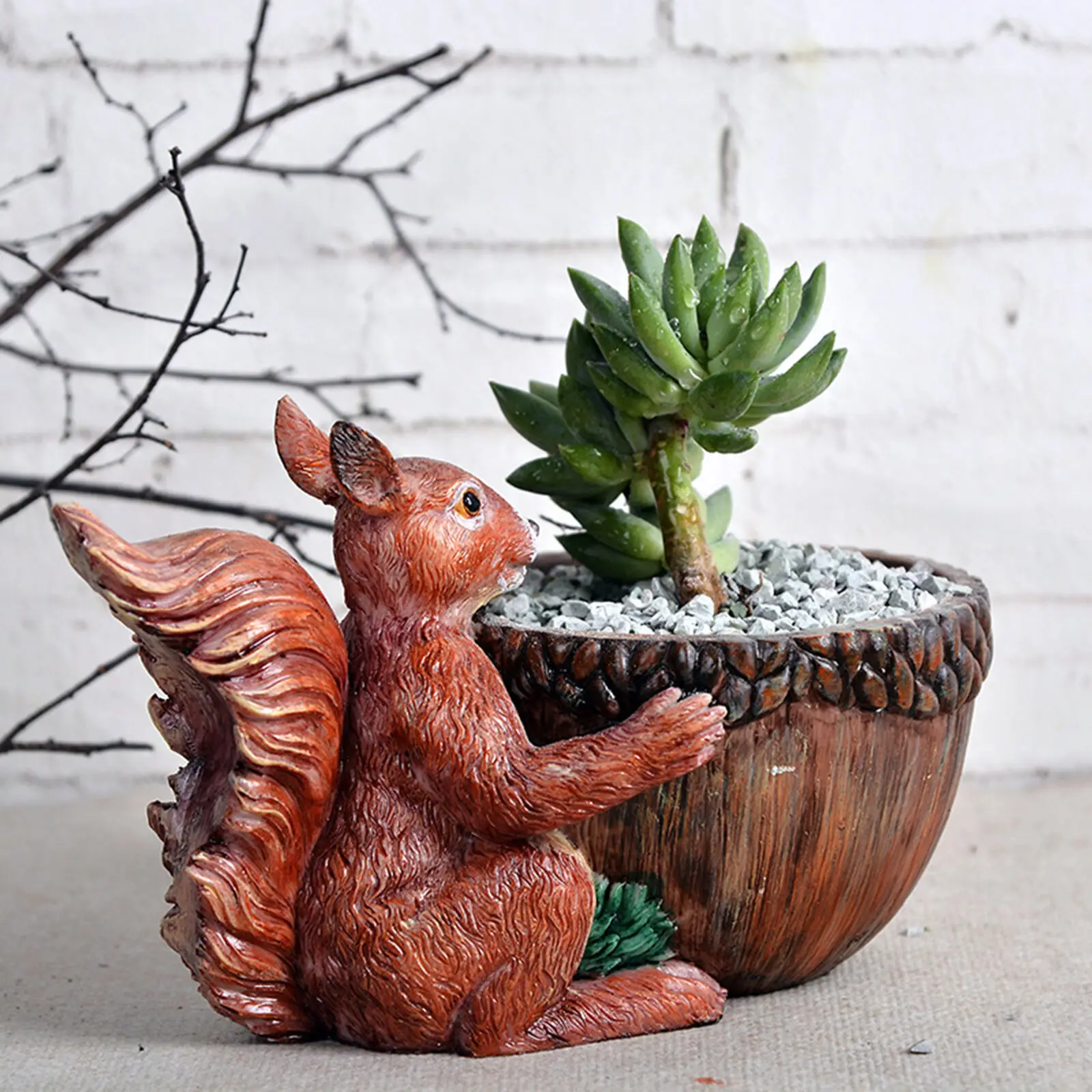 

Resin Squirrel Cacti Succulent Plant Flower Planter Micro-landscape Potted Pots